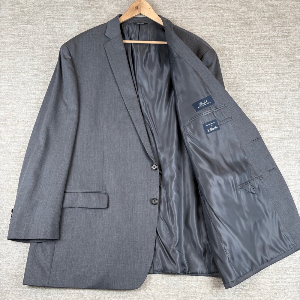 Ralph Ralph Lauren 100% Wool Blazer Grey Two-Button Jacket Mens 54L Formal